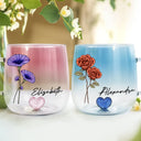Happy,Gift For Yourself,Gift For Wife,Gift For Women,Gift For Bestie - Birth Month Flowers Bloom Where You're Planted - Personalized Gradient Glass Mug