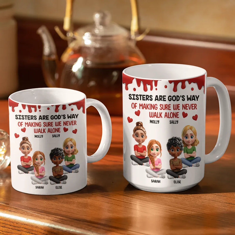 Happy,Gift For Bestie,Old Best friends,Gifts For Colleagues - A Friend Is God's Way Of Making Sure We Never Walk Alone 3D Effect - Personalized White Edge-to-Edge Mug