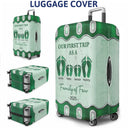 Family,Gift For Couples,Happy - Travel Our First Trip As A Family Of Four Footprints - Personalized Luggage Cover