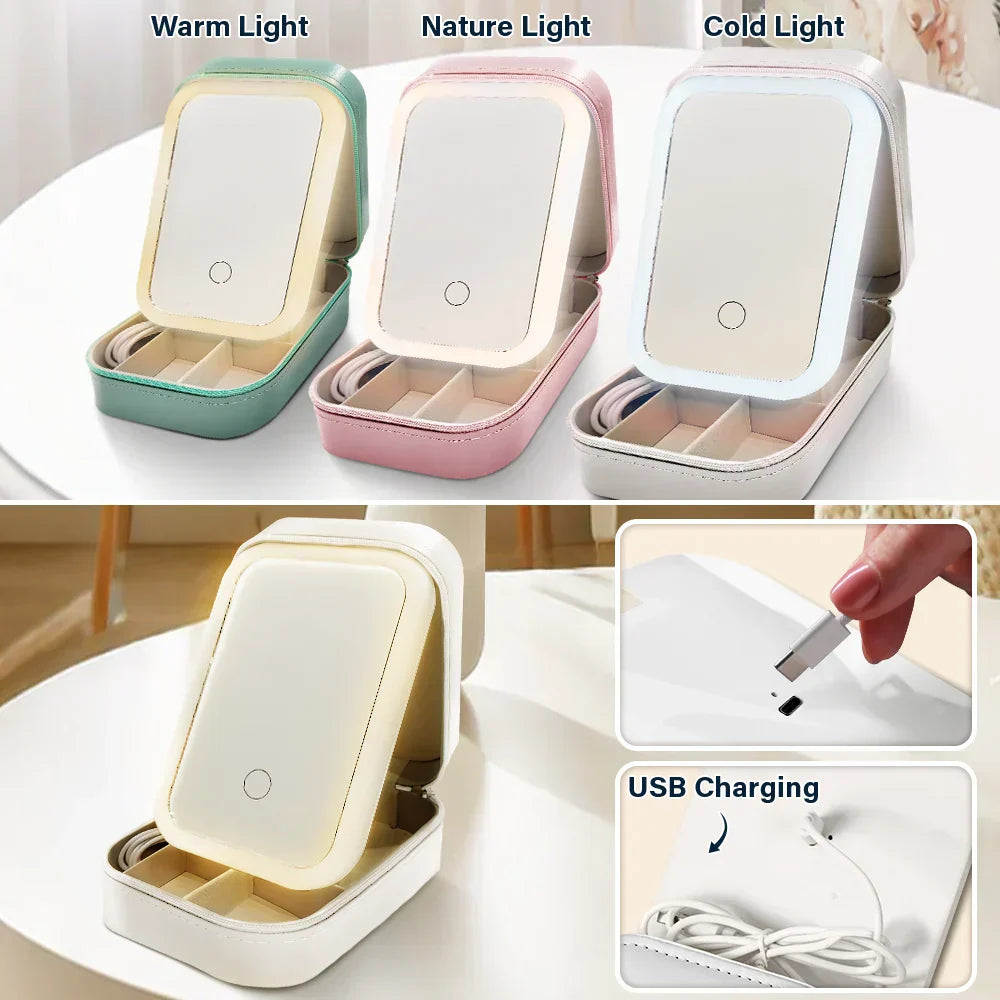 Gift For Bestie,Love - Grow An Old Friend - Personalized Makeup Box With LED Mirror