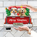 Christmas, Pet Lovers, Cat Lovers, Happy - Meowy Christmas Christmas Red Truck - Personalized Custom Shaped Wood Sign