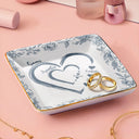 Gift For Grandma, Gift For Mother, Grandma - Grandkids, Happy - Mom Grandma Heart We Love You Toile De Jouy Pattern - Personalized Ring Dish