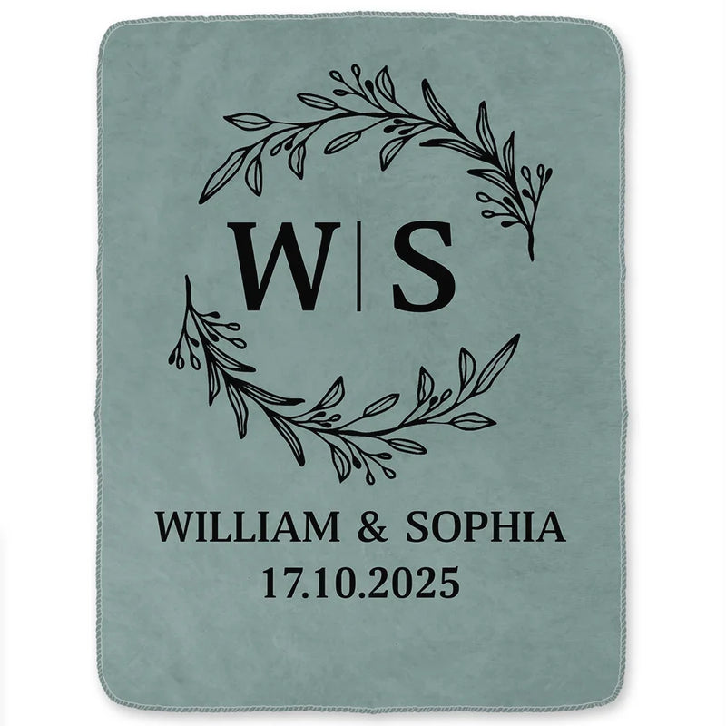 Gift For Couples,Old Couples,Gift For Husband,Gift For Wife,Gift For Boyfriend,Gift For Girlfriend,Love,Top Market - Monogram Couple's Names - Personalized Fleece Blanket, Sherpa Blanket