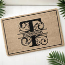 Family, Parents, Gift For Kids, Happy - Monogram Family Name - Personalized Coconut Doormat