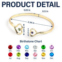 Mother And Daughter Will Always Be Connected By Heart - Personalized Gem Heart Cuff Bracelet