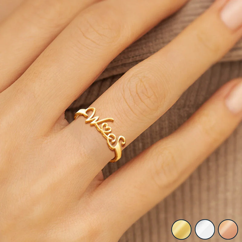 Gift For Wife,Gift For Girlfriend,Gift For Yourself,Gift For Women,Gift For Sibling,Gift For Sisters,Gift For Bestie,Love,Gift For Mother,Gift For Grandma - Multiple Initials With Heart - Personalized Custom Shaped Ring