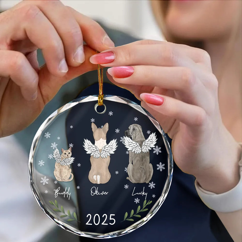 My Dogs Cats Pet - Personalized Circle Glass Ornament