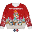 Gift For Grandpa,Gift For Women,Christmas,Top Market,Happy,Gift For Grandma,Gift For Grandparents - My Grandkids Snowman 3D Effect - Personalized Unisex Ugly Sweater