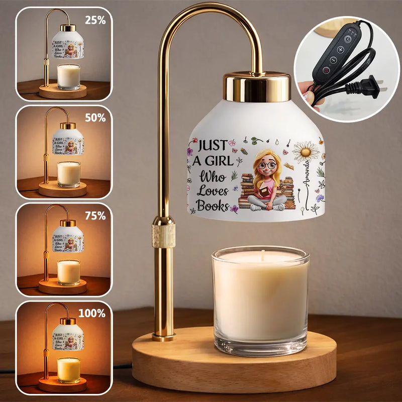 Reading, Gift For Mother, Mom's Hobby, Happy - My Reading Pillow Reading Girl With Birth Month Flower - Personalized Candle Warmer Lamp