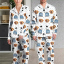 Christmas,Custom Photo,Pet Lovers,Pet Mom,Pet Dad,Happy - Custom Photo Best Dog Cat Dad Mom Ever - Personalized Long Pajamas Set