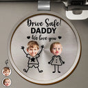Stick Figure,Gift For Father,Gift For Grandpa,Gift For Mother,Gift For Grandma,Happy - Custom Photo Drive Safe Grandpa Daddy Kid Stick Figures - Personalized Custom Shaped Car Visor Clip