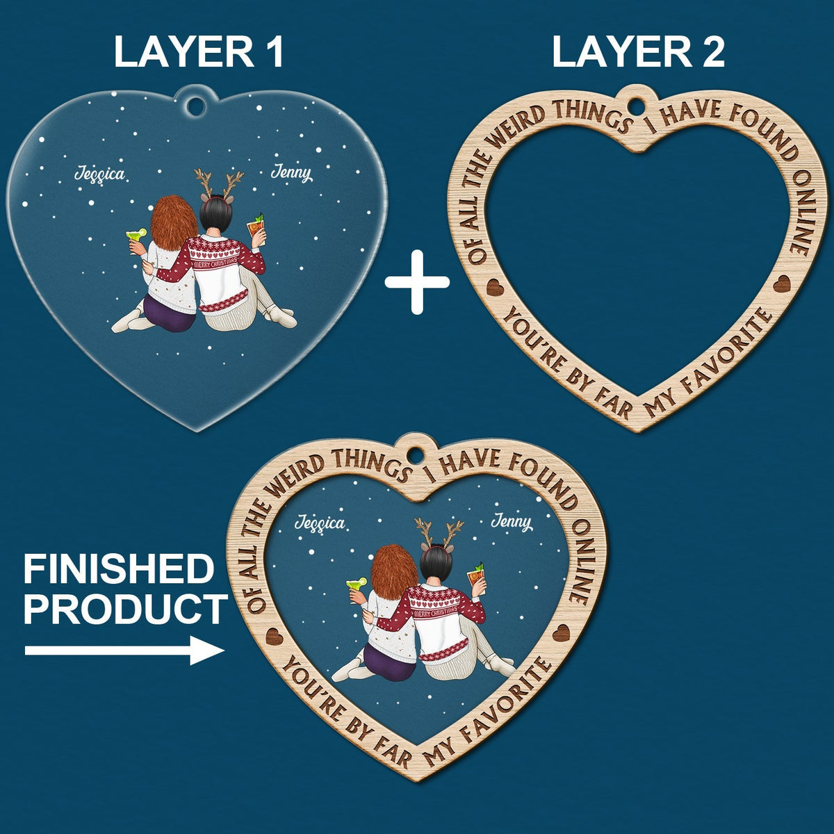 Of All The Weird Things - Christmas Gift For Couples, Husband, Wife - Personalized 2-Layered Mix Ornament