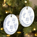 Christmas,Family,Gift For Bestie,Love - No Distance Can Break Family Love - Personalized Circle Ceramic Ornament
