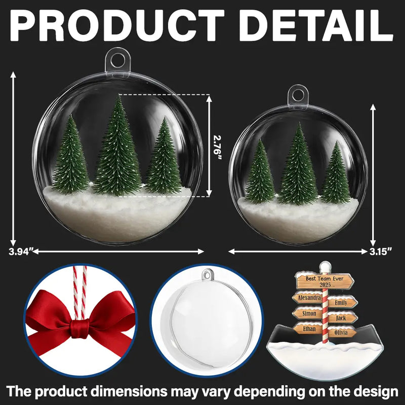 Family, Christmas, Happy - North Pole Family Name - Personalized 3D Acrylic Ball Ornament