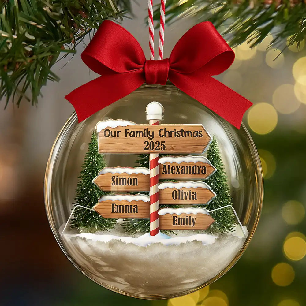 North Pole Family Name - Personalized 3D Acrylic Ball Ornament