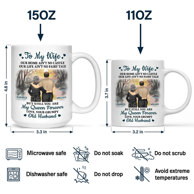 Gift For Couples, Old Couples, Gift For Husband, Gift For Wife, Happy - Old Couple Our Home Ain't No Castle - Personalized Mug