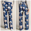 Pet Lovers, Dog Lovers, Cat Lovers - Custom Photo Funny Pet Human Face Plaid Pattern - Personalized Pajama Pants