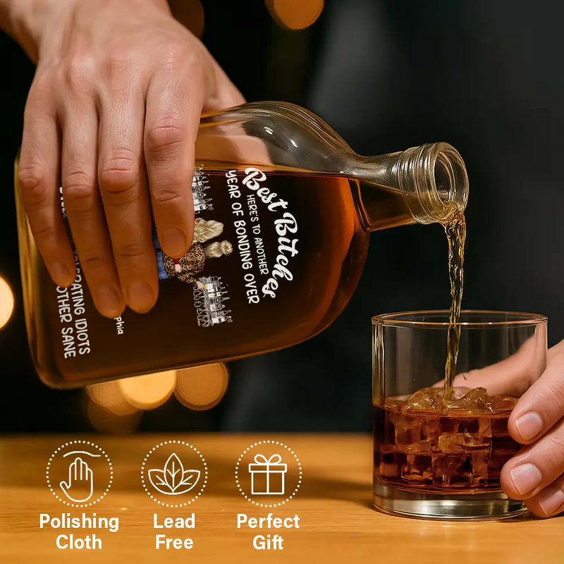 Gift For Bestie,Best friends' Hobby,Happy - Here's To Another Year Of Bonding Over Alcohol Best Friends - Personalized Whiskey Bottle