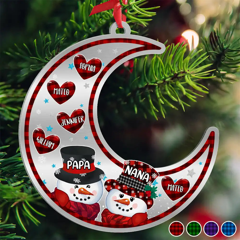Papa Nana Snowman Christmas Grandparents - Personalized Metal Ornament