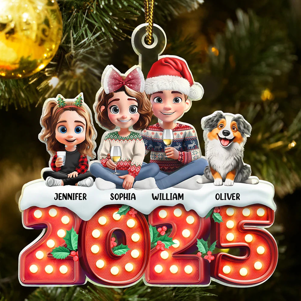 Pet Couple Sitting Marquee Effect - Personalized Custom Shaped Acrylic Ornament