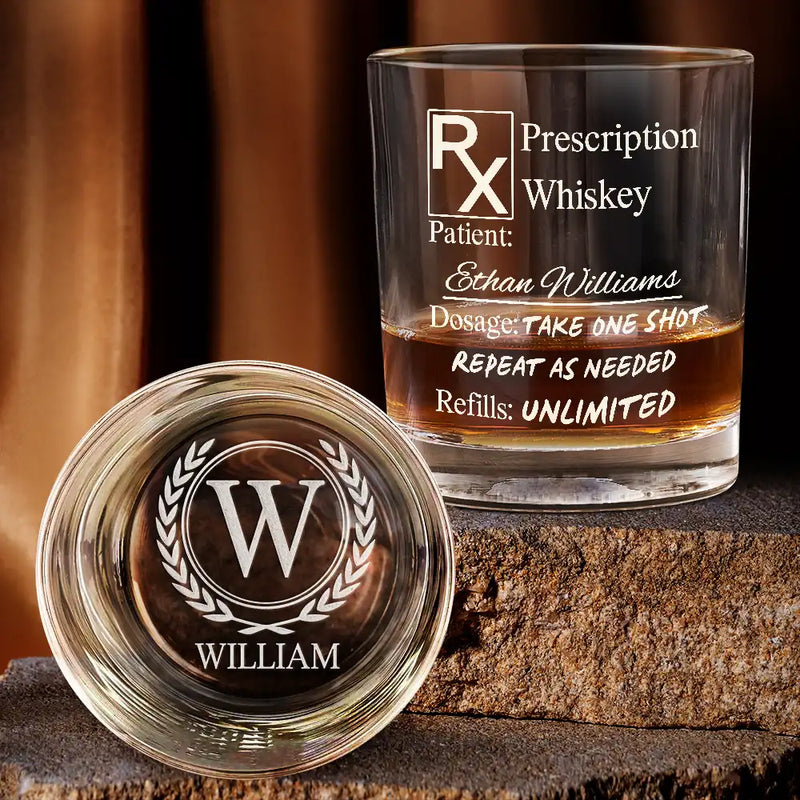 Gift For Couples,Gift For Husband,Gift For Boyfriend,Gift For Men,Funny - Prescription Whiskey Glass - Personalized Engraved Whiskey Glass