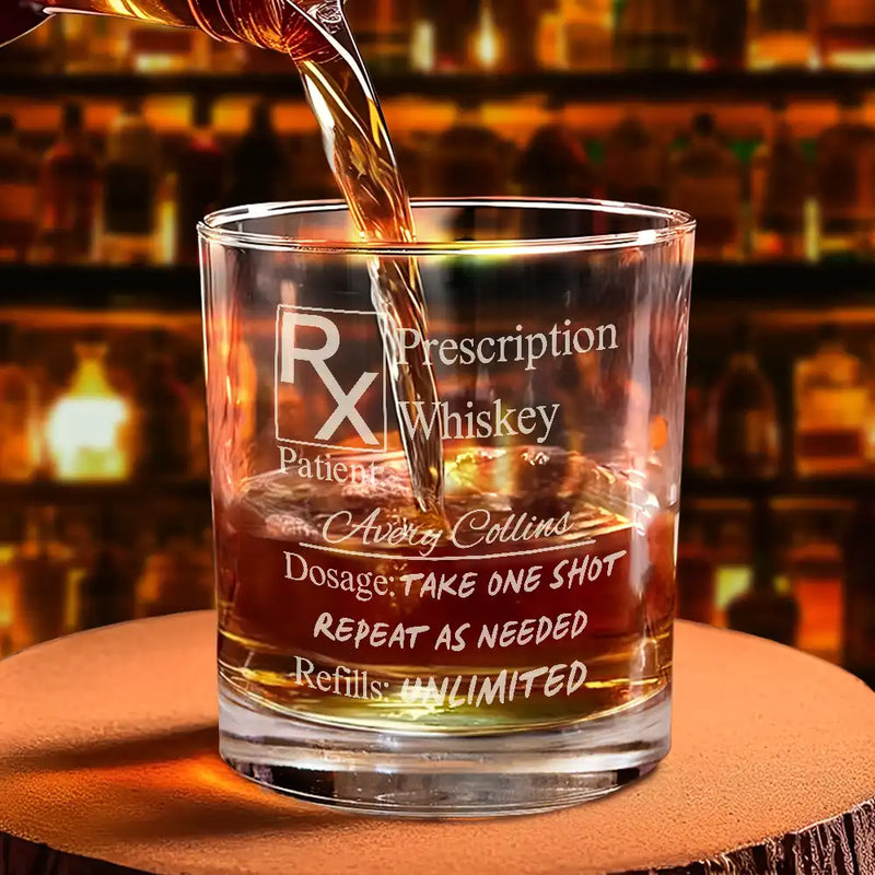 Gift For Couples,Gift For Husband,Gift For Boyfriend,Gift For Men,Funny - Prescription Whiskey Glass - Personalized Engraved Whiskey Glass