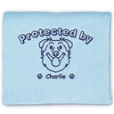 New Dad, New baby, New Mom, Love, Pet Lovers, Dog Lovers - Protected By Dogs - Personalized Embroidered Knitted Baby Blanket