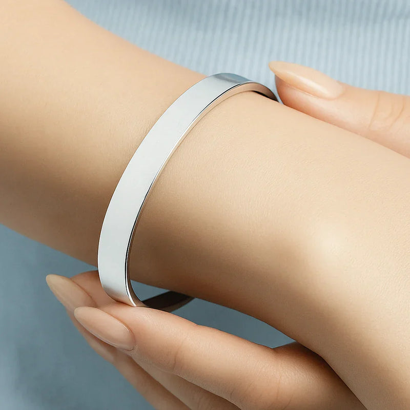 Gift For Mother, Mom - Daughters (Adult), Happy - Always My Mother Forever My Friend - Personalized Bangle Bracelet Cuff