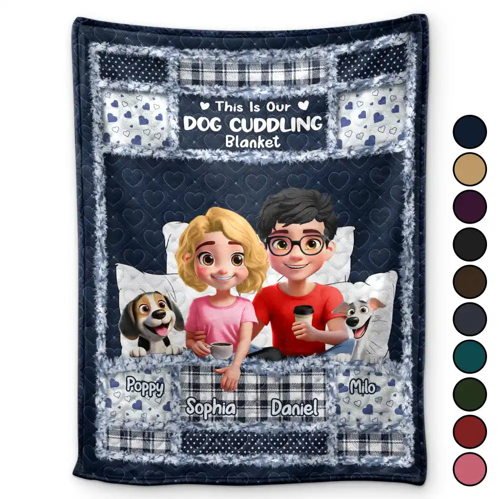 Quilt Pattern Our Dog Cat Cuddling Blanket - Personalized Fleece Blanket, Sherpa Blanket