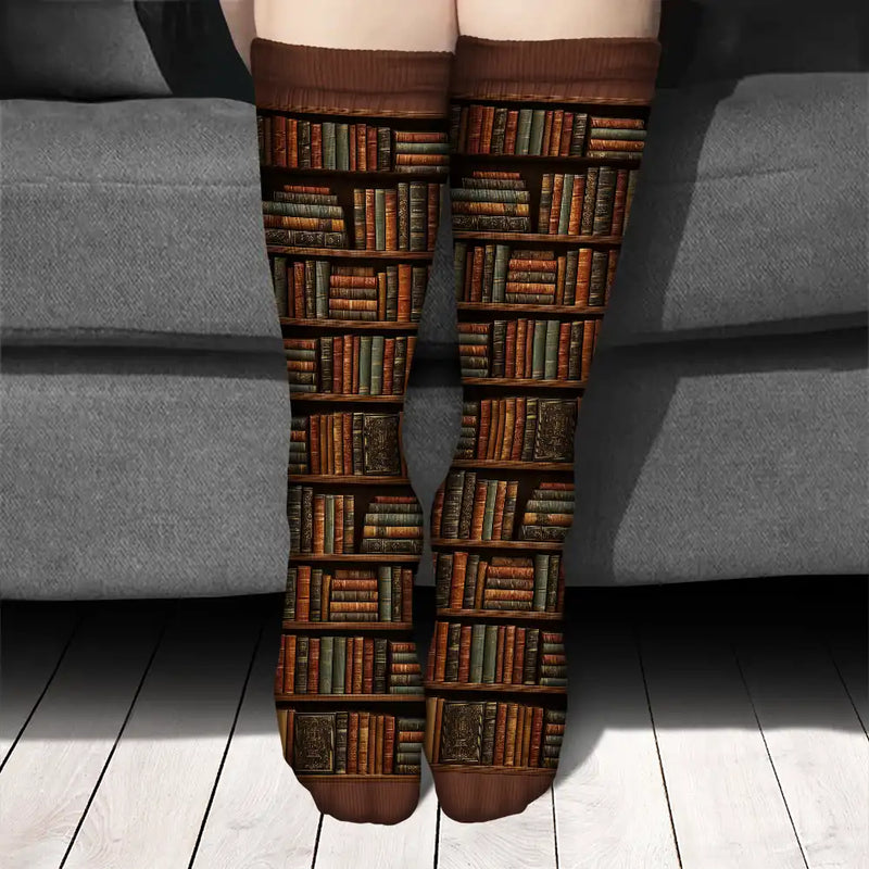 Reading,Gift For Women,Pet Mom,Cat Mom,Dog Mom,Happy,Top Market - Reading Just A Girl Who Loves Books & Dogs Cats 3D Effect - Personalized Socks