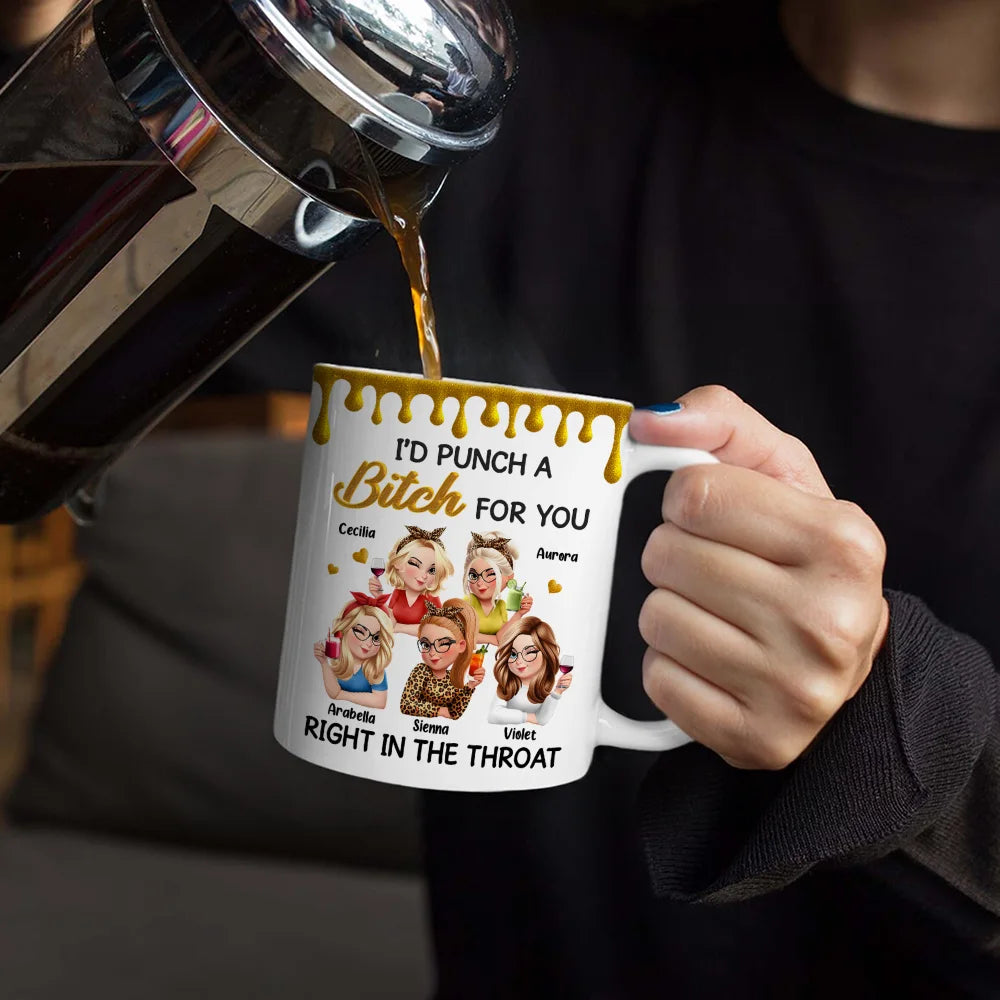 Gift For Bestie,Gifts For Colleagues,Gift For Sisters,Funny,Gift For Sibling - Right In The Throat 3D Bestie - Personalized White Edge-to-Edge Mug