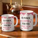 Happy,Gift For Bestie,Old Best friends,Gifts For Colleagues,Funny,Gift For Sisters - Right In The Throat Backside Besties - Personalized White Edge-to-Edge Mug