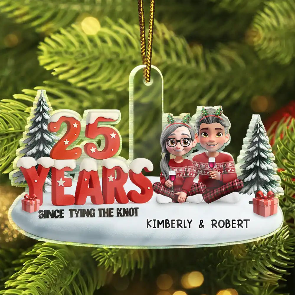 Gift For Couples,Gift For Husband,Gift For Wife,Christmas,Wedding,Love - Since Tying The Knot - Personalized Custom Shaped Acrylic Ornament