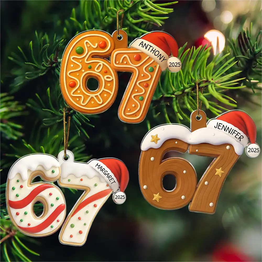 Gift For Kids,Gift For Grandkids,Funny,Christmas,Top Market - Six Seven Funny Slang Christmas Decoration - Personalized Custom Shaped Acrylic Ornament