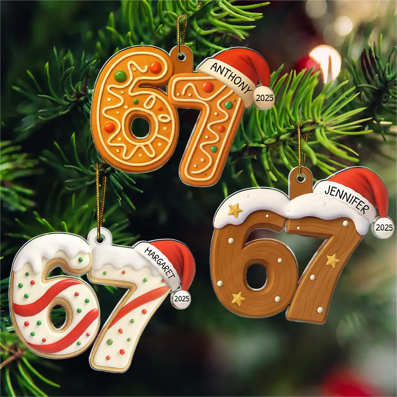 Gift For Kids,Gift For Grandkids,Funny,Christmas,Top Market - Six Seven Funny Slang Christmas Decoration - Personalized Custom Shaped Acrylic Ornament