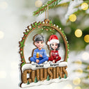 Gift For Bestie,Christmas,Happy,Gift For Sisters,Gift For Brothers,Gift For Sibling,Cousin - Snowball Besties Friends Siblings Forever - Personalized 2-Layered Mix Ornament