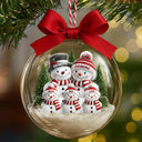 Christmas,Family,Love,Gift For Grandparents,Parents - Snowman Family Grandma Grandpa Kids - Personalized 3D Acrylic Ball Ornament