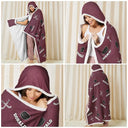 Gift For Yourself,Gift For Women,Gift For Men,Football,Baseball,Basketball,Softball,Christmas,Happy - Sports Pattern Baseball Volleyball Basketball - Personalized Wearable Hooded Blanket