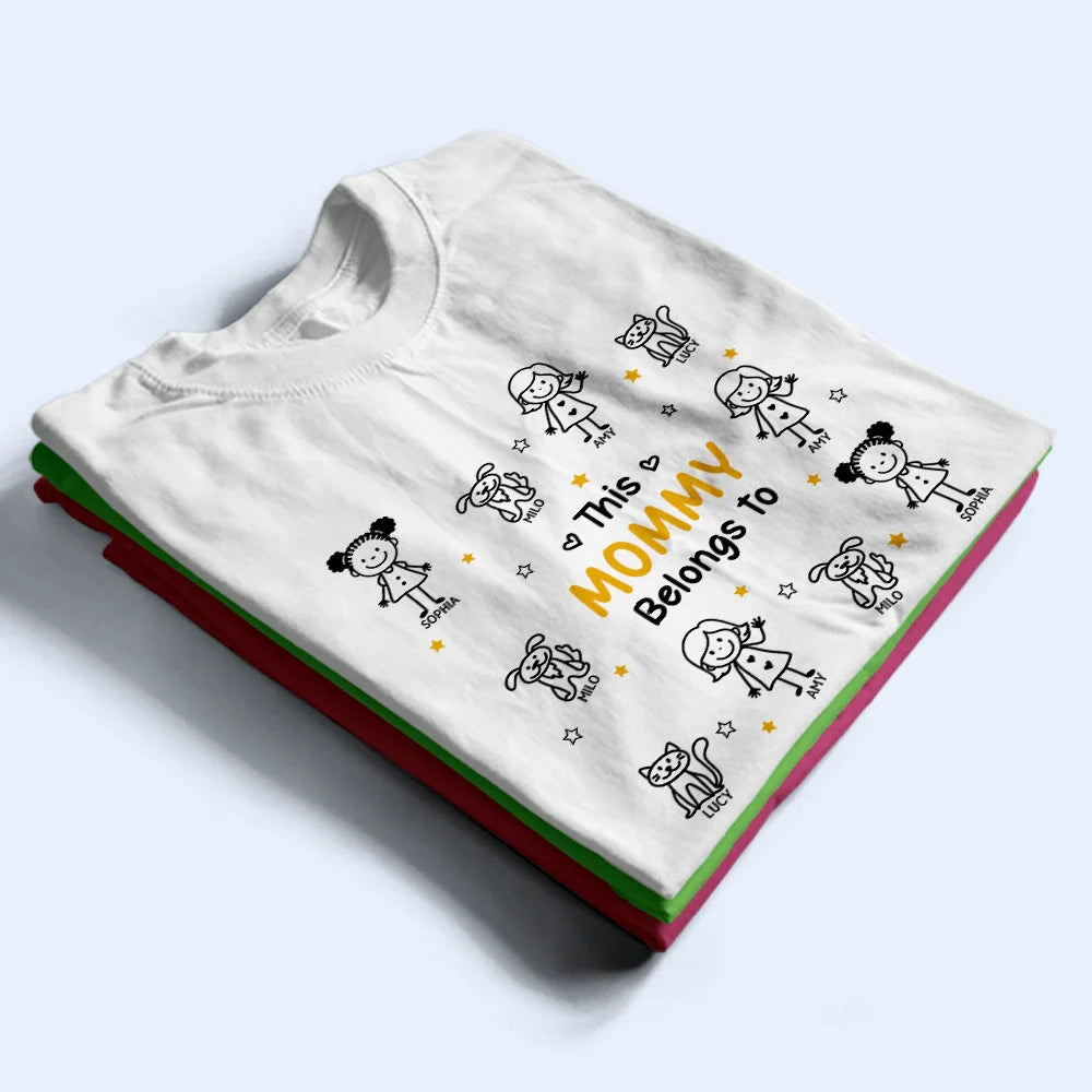 Stick Figures This Grandpa Grandma Belongs To Kids Pet - Personalized T Shirt