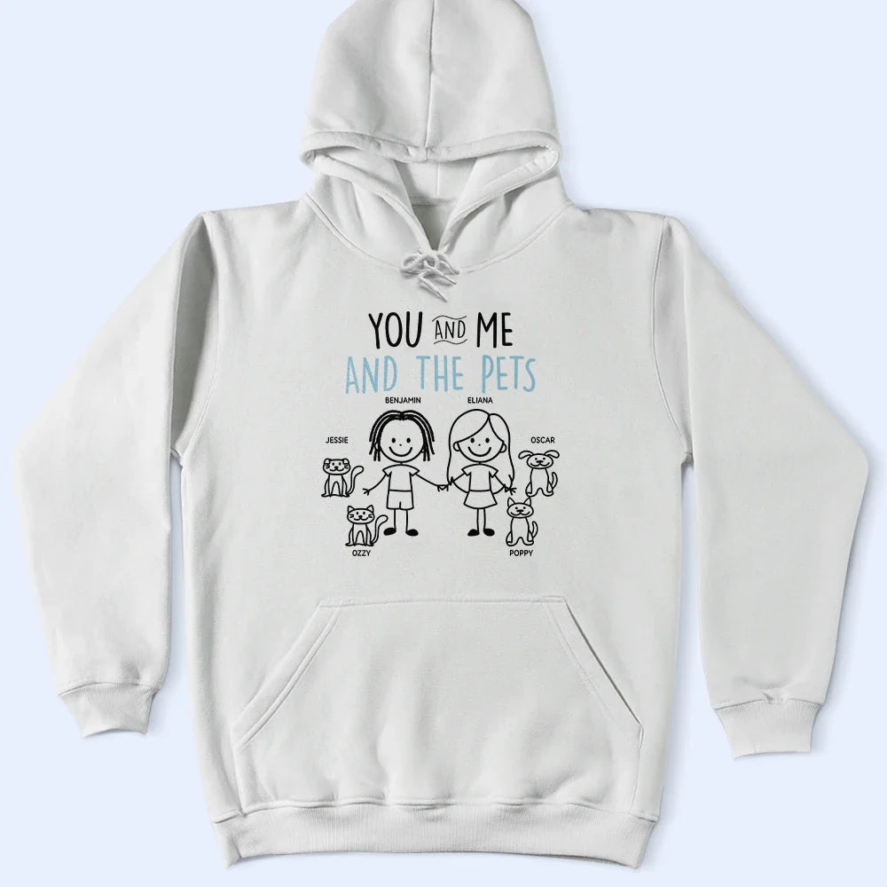 Gift For Couples,Gift For Husband,Gift For Wife,Gift For Boyfriend,Gift For Girlfriend,LGBT,Gift For Women,Gift For Men,Dog Lovers,Pet Lovers,Cat Lovers,Dog Couple,Cat Couple,Pet Couple,Love,Stick Figure - Stick Figures You Me And The Dog Cat - Personalized T Shirt