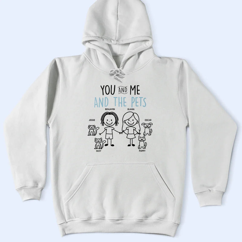 Gift For Couples,Gift For Husband,Gift For Wife,Gift For Boyfriend,Gift For Girlfriend,LGBT,Gift For Women,Gift For Men,Dog Lovers,Pet Lovers,Cat Lovers,Dog Couple,Cat Couple,Pet Couple,Love,Stick Figure - Stick Figures You Me And The Dog Cat - Personalized T Shirt