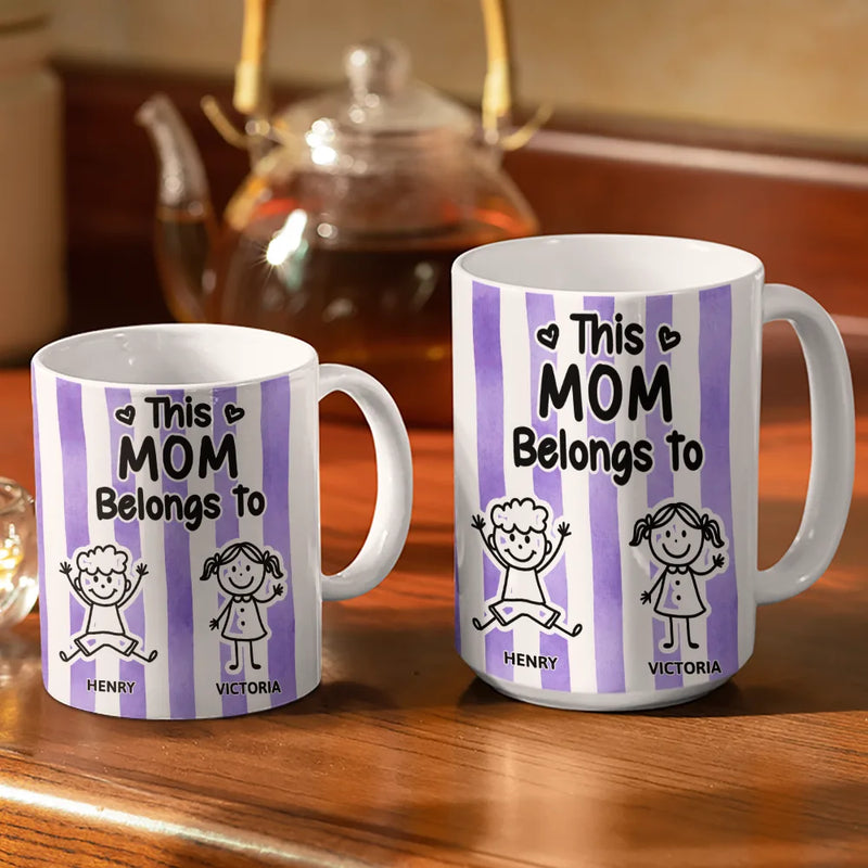 Gift For Women,Gift For Men,Gift For Grandpa,Gift For Grandma,Funny - Striped This Belongs To - Personalized White Edge-to-Edge Mug