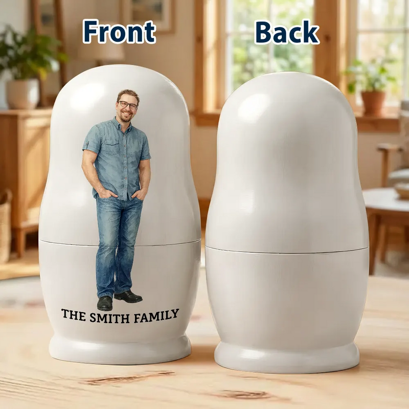 Custom Photo Realistic Watercolor Art Family Couple Besties - Personalized Portrait Nesting Doll
