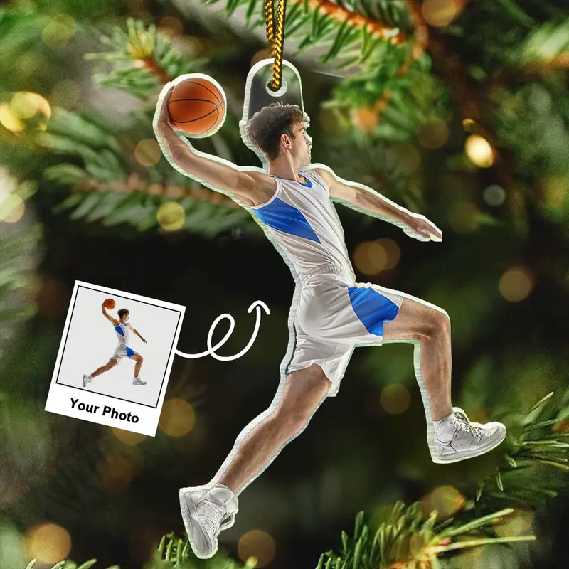 Gift For Yourself,Gift For Women,Gift For Men,Happy,Christmas,Custom Photo,Basketball,Photo Hobby Ornament - Custom Photo Basketball Players Christmas Decorations - Personalized Acrylic Photo Ornament