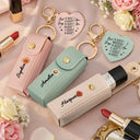 Gift For Women,Gift For Wife,Gift For Girlfriend,Love,Christian - God Says You Are Birth Month Flower - Personalized Leather Lipstick Case Keychain With Mirror
