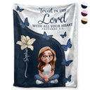 Christian,Gift For Wife,Gift For Girlfriend,Gift For Women,Gift For Aunt,Gift For Mother,Gift For Grandma,Gift For Daughter,Gift For Sisters,Gift For Bestie - Trust In The Lord With Birth Month Flower - Personalized Fleece Blanket, Sherpa Blanket