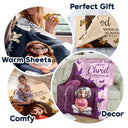 Christian,Gift For Wife,Gift For Girlfriend,Gift For Women,Gift For Aunt,Gift For Mother,Gift For Grandma,Gift For Daughter,Gift For Sisters,Gift For Bestie - Trust In The Lord With Birth Month Flower - Personalized Fleece Blanket, Sherpa Blanket