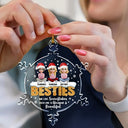 Christmas,Gift For Bestie,Happy - Besties Are Like Snowflakes Shining Together - Personalized Snowflakes Shaped Glass Ornament