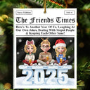 Gift For Bestie,Gift For Sisters,Happy,Christmas - 3D Effect Sitting Besties Here's To Another Year Of Us - Personalized Custom Shaped Acrylic Ornament