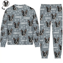 Cat Lovers,Pet Lovers,Dog Lovers,Dog Mom,Dog Dad,Cat Mom,Cat Dad,Happ - Custom Photo Funny Pet Face Pattern Dog Cat Family - Personalized Unisex Pajamas Set